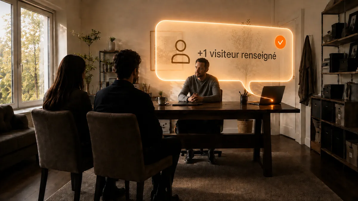 En plein rendez-vous, une notification flotte au-dessus du bureau : plus un visiteur renseigné